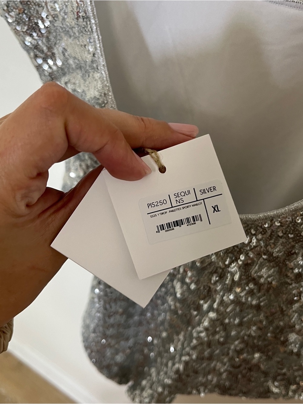 Oseree Sequin One Piece Swimsuit In Silver Size Xl Nwt — image 6 of 7
